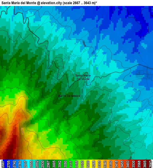 Santa María del Monte elevation map