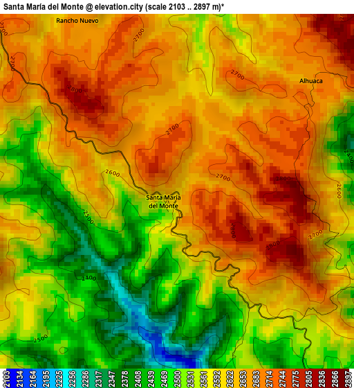 Santa María del Monte elevation map