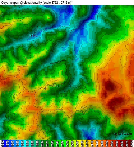 Coyomeapan elevation map