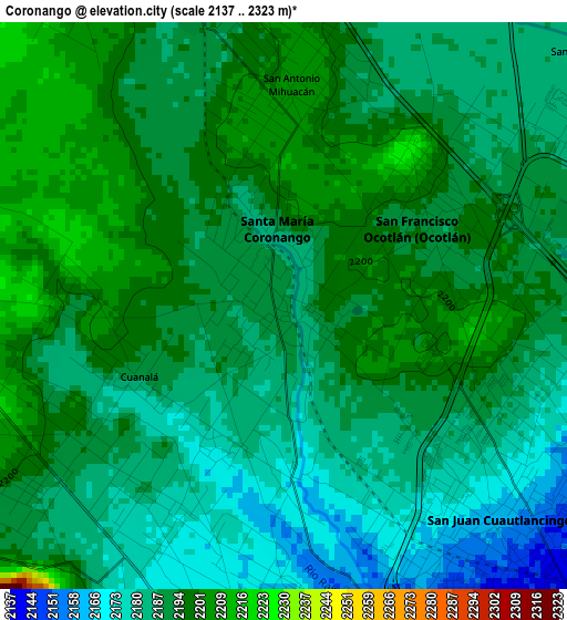 Coronango elevation map