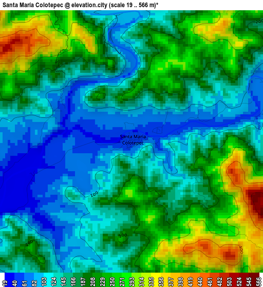 Santa María Colotepec elevation map