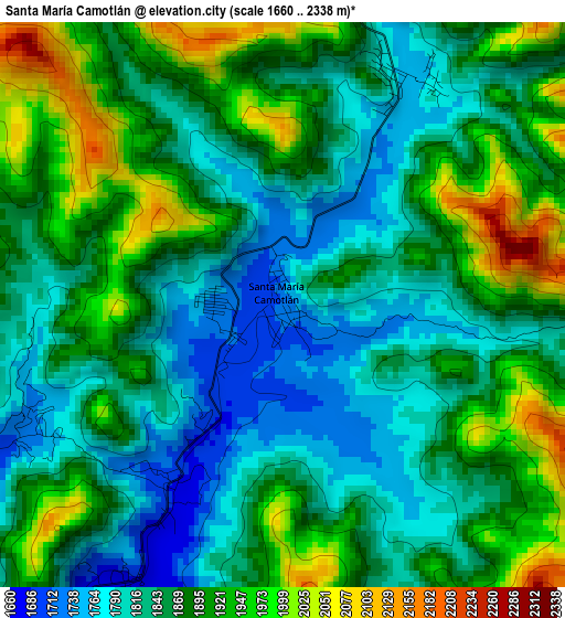 Santa María Camotlán elevation map