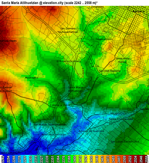 Santa María Atlihuetzian elevation map