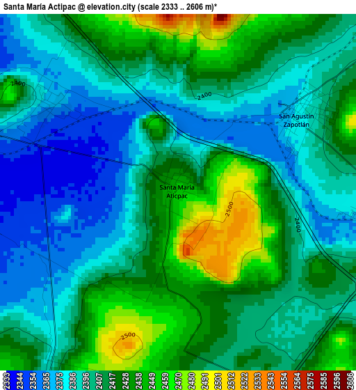 Santa María Actipac elevation map