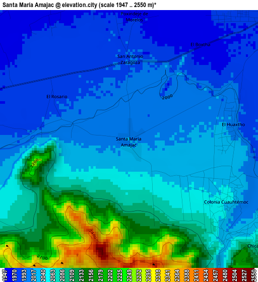 Santa María Amajac elevation map