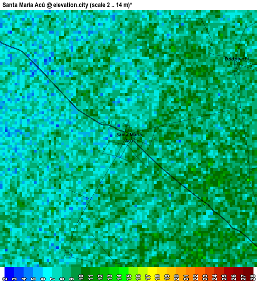 Santa María Acú elevation map