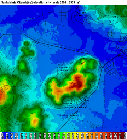 Santa María Citendejé elevation map