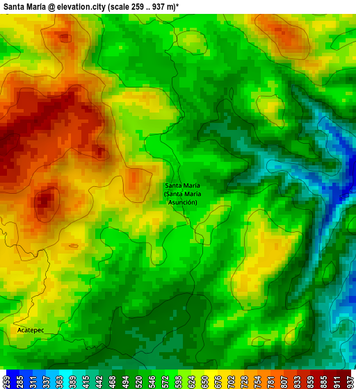 Santa María elevation map