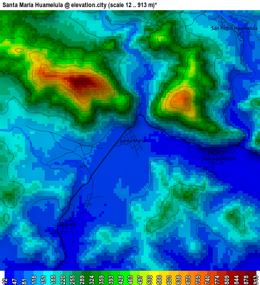 Santa María Huamelula elevation map