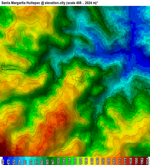 Santa Margarita Huitepec elevation map