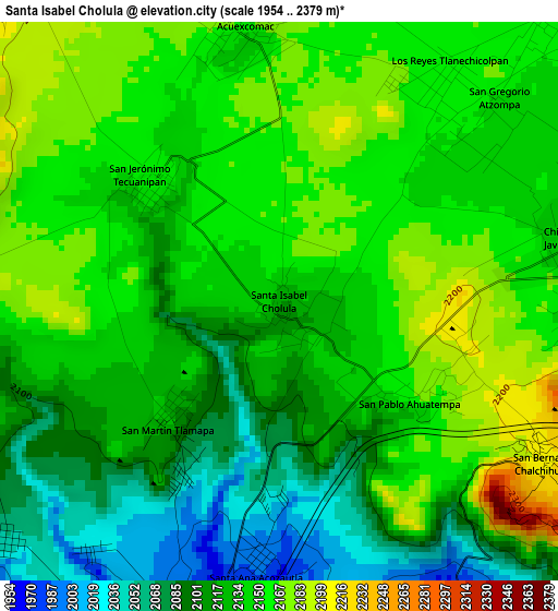 Santa Isabel Cholula elevation map