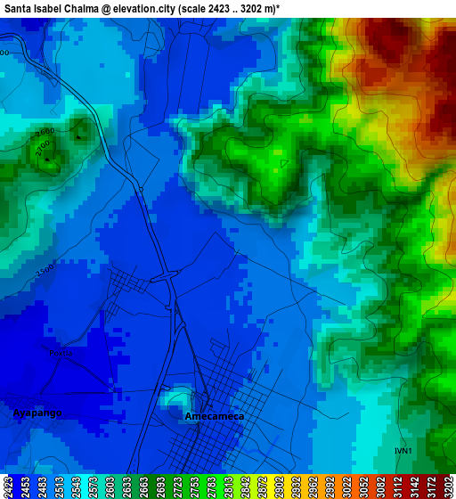 Santa Isabel Chalma elevation map