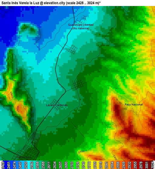 Santa Inés Varela la Luz elevation map