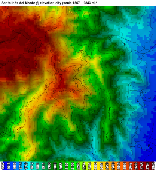 Santa Inés del Monte elevation map