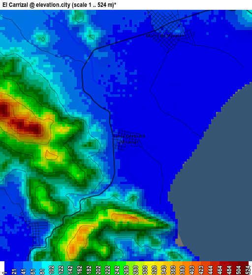 El Carrizal elevation map