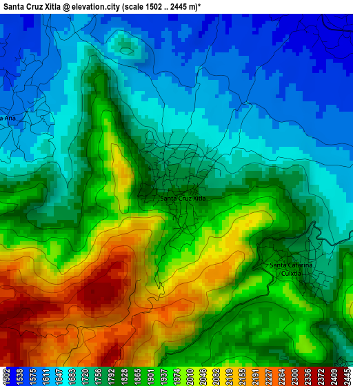 Santa Cruz Xitla elevation map