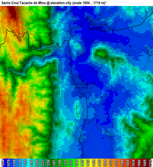 Santa Cruz Tacache de Mina elevation map