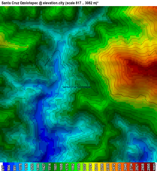 Santa Cruz Ozolotepec elevation map