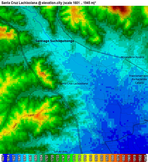 Santa Cruz Lachixolana elevation map