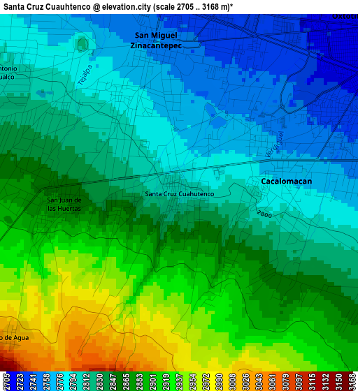 Santa Cruz Cuauhtenco elevation map