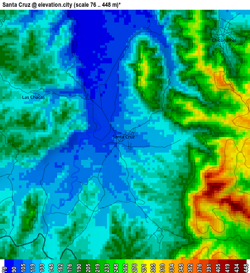 Santa Cruz elevation map