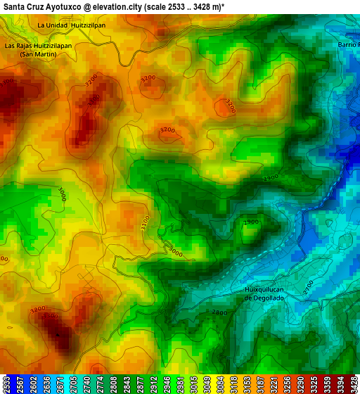 Santa Cruz Ayotuxco elevation map
