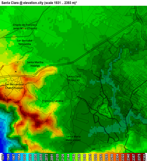 Santa Clara elevation map