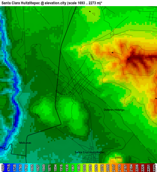 Santa Clara Huitziltepec elevation map