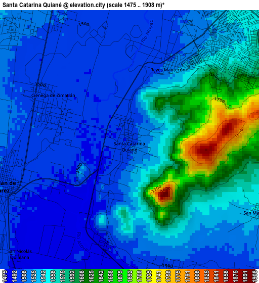 Santa Catarina Quiané elevation map