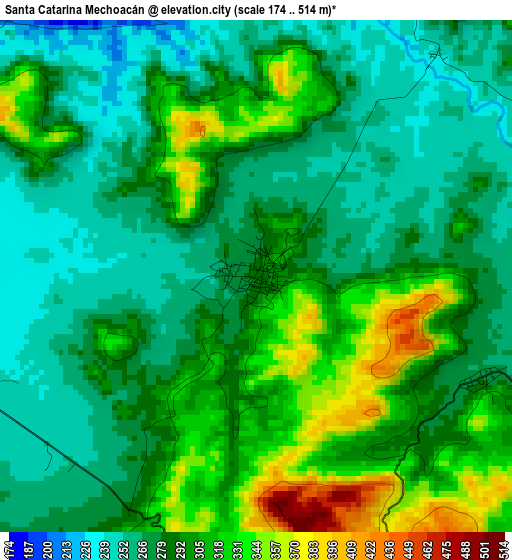 Santa Catarina Mechoacán elevation map