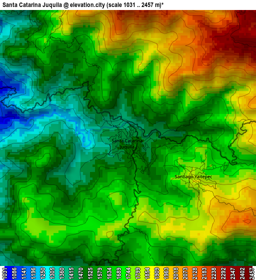 Santa Catarina Juquila elevation map