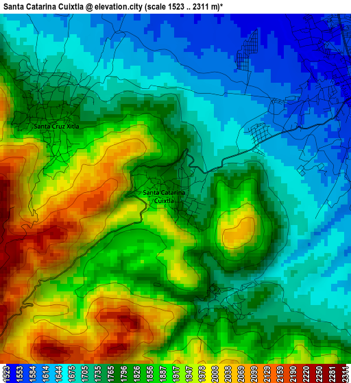 Santa Catarina Cuixtla elevation map