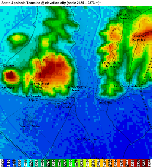 Santa Apolonia Teacalco elevation map