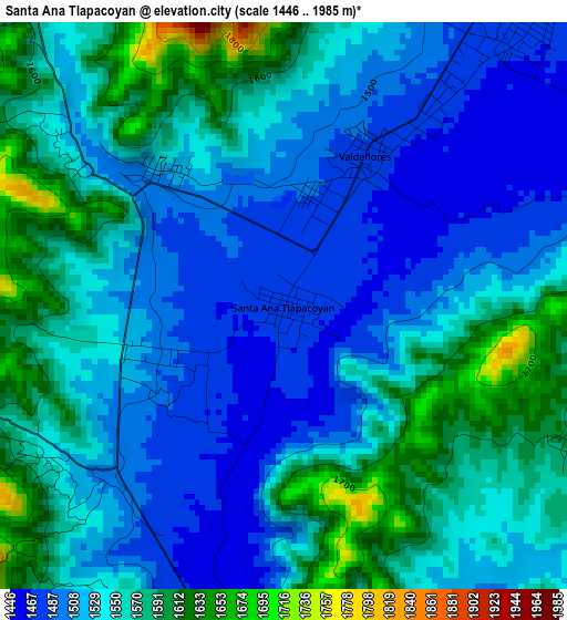 Santa Ana Tlapacoyan elevation map
