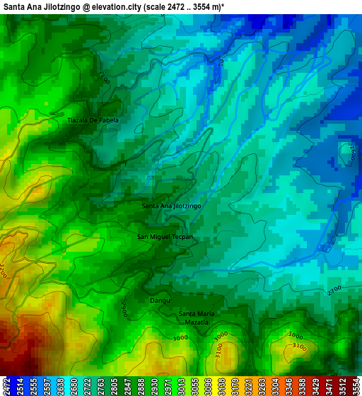 Santa Ana Jilotzingo elevation map