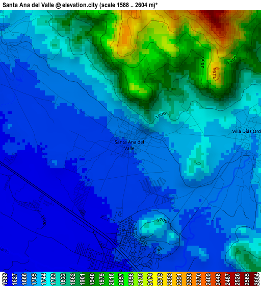 Santa Ana del Valle elevation map