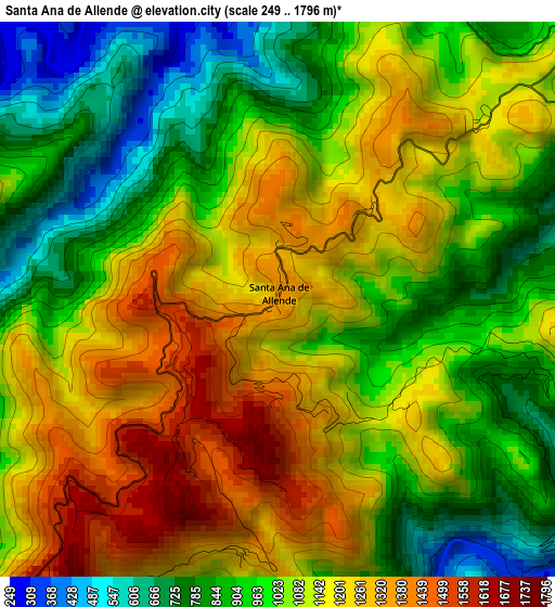 Santa Ana de Allende elevation map