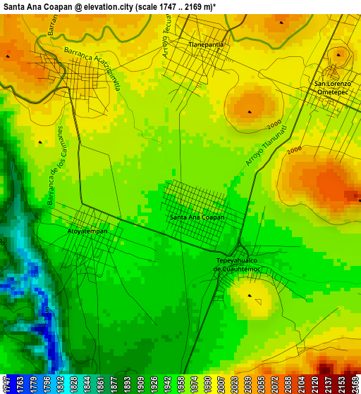 Santa Ana Coapan elevation map