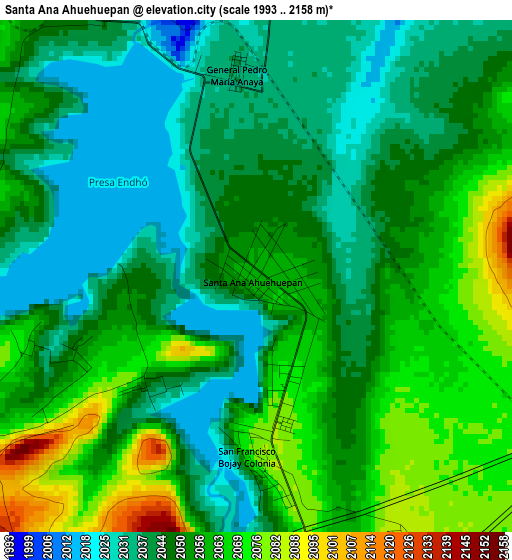 Santa Ana Ahuehuepan elevation map