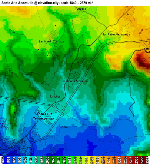 Santa Ana Acozautla elevation map