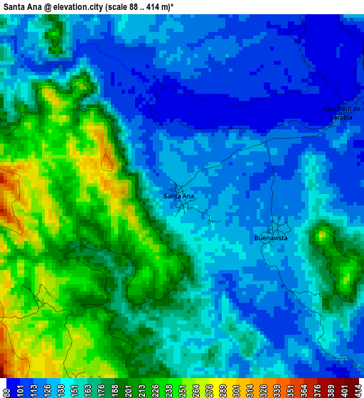 Santa Ana elevation map