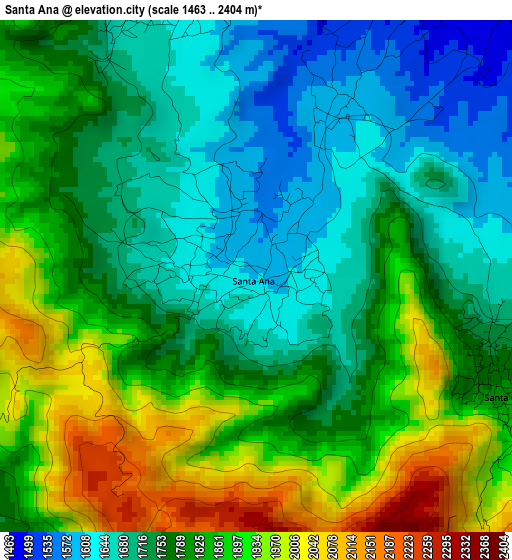 Santa Ana elevation map