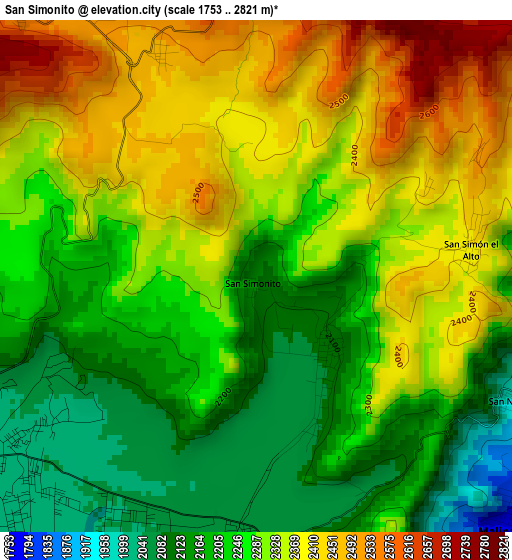 San Simonito elevation map