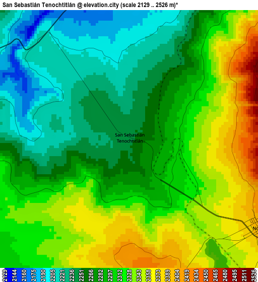 San Sebastián Tenochtitlán elevation map