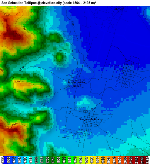 San Sebastian Teitipac elevation map