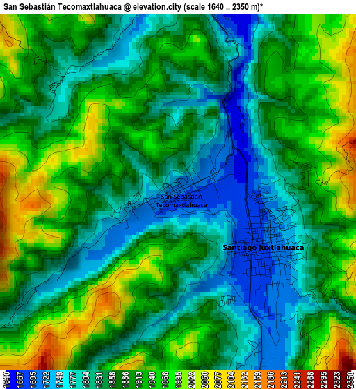 San Sebastián Tecomaxtlahuaca elevation map