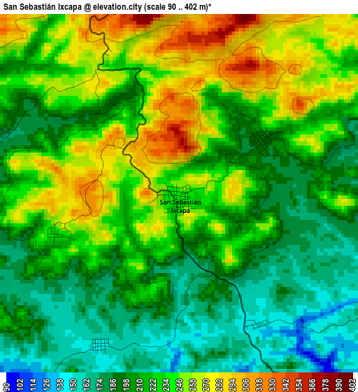 San Sebastián Ixcapa elevation map