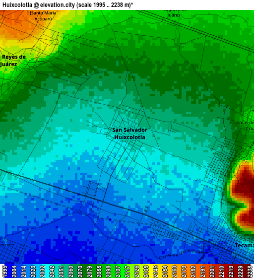 Huixcolotla elevation map