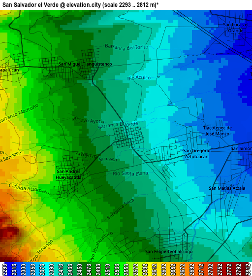 San Salvador el Verde elevation map