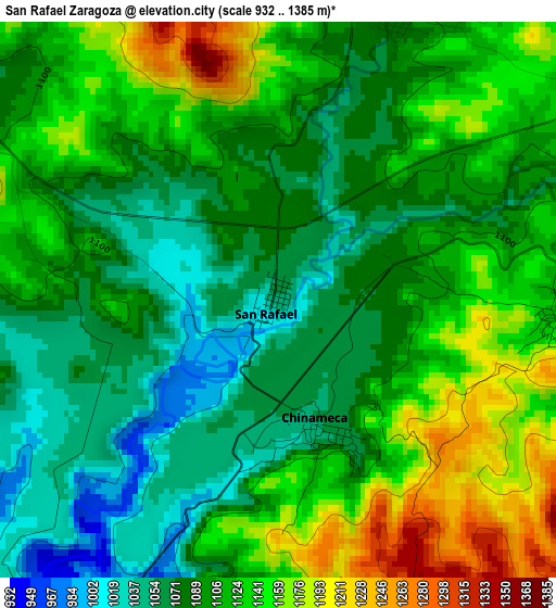 San Rafael Zaragoza elevation map